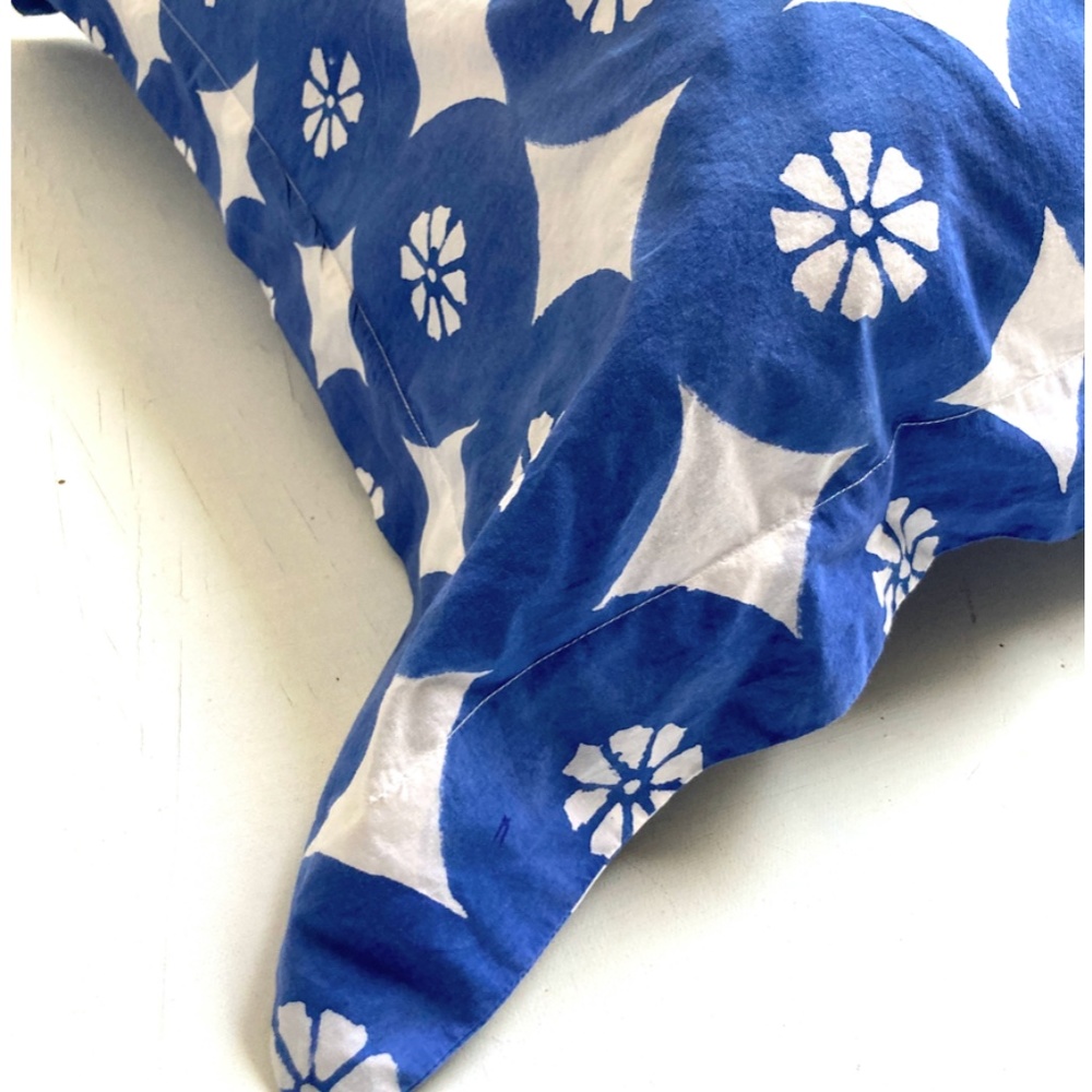 Roberta Roller Rabbit Blue and White Geometric Floral Pillow Cover - Picture 4 of 10